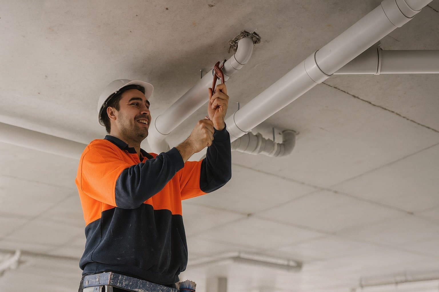 Plumber installing on site